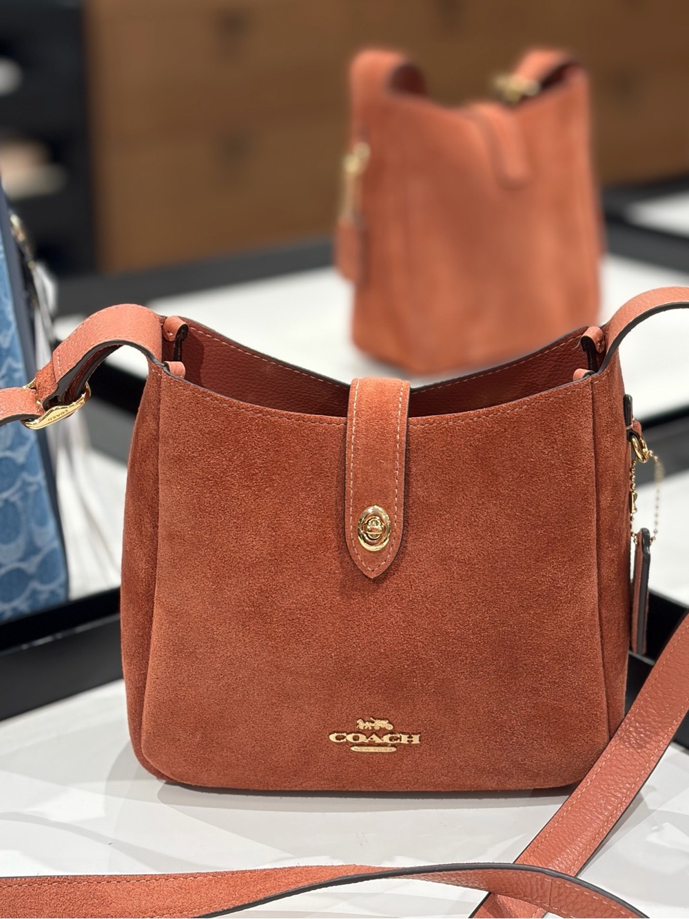 Coach Suede Hadley Mini Crossbody Shoulder  Bag - Picture 7 of 12